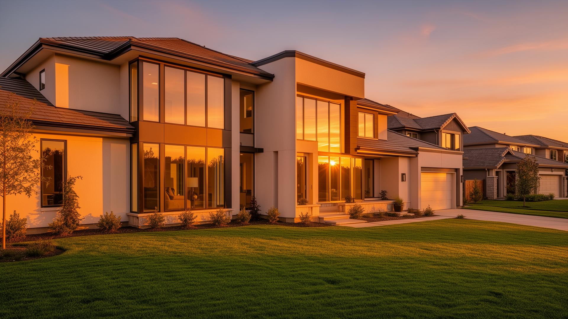 Modern suburban home at sunset representing home equity opportunity
